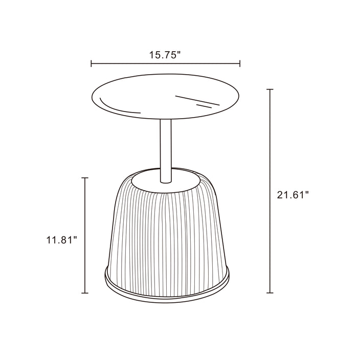 Manhattan Comfort Modern Anderson End Table 1.0 Upholstered Leatherette with Gold Tabletop - Orange