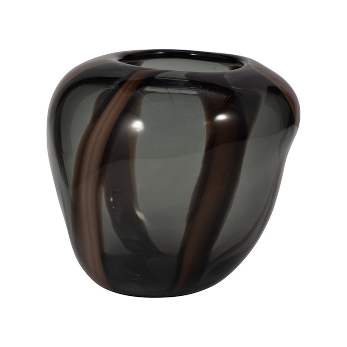 7\" Bayle Small Striped Glass Vase - Brown