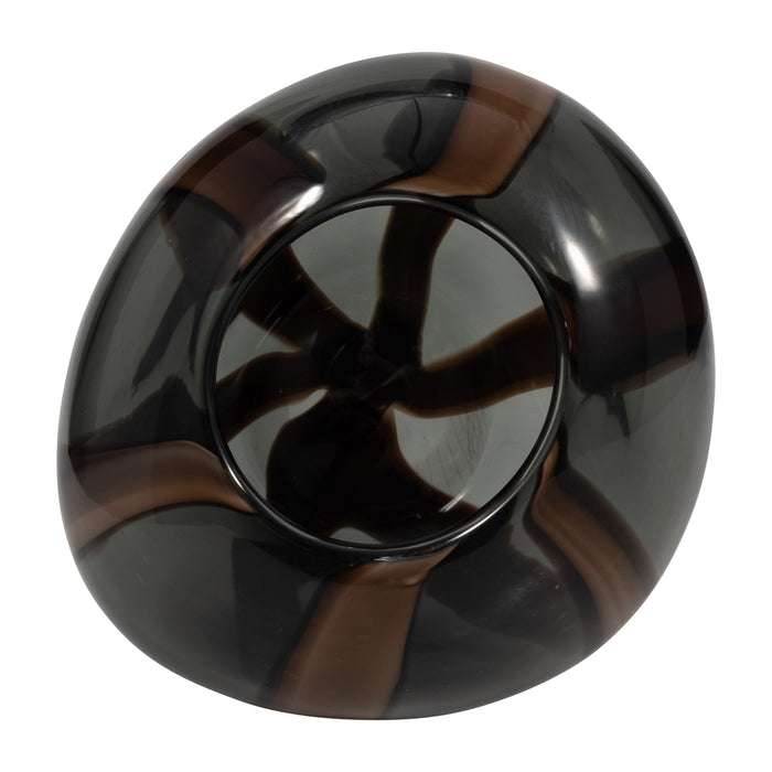 7\" Bayle Small Striped Glass Vase - Brown