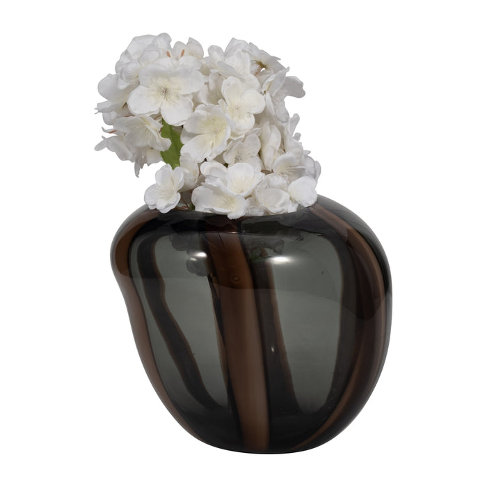 7\" Bayle Small Striped Glass Vase - Brown