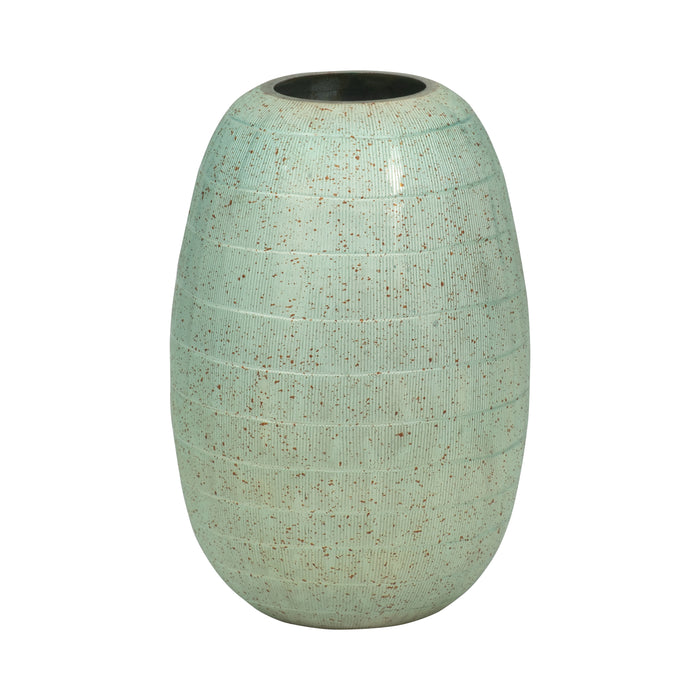 Serenity Glass 9\" Antique Band-Cut Vase - Blue