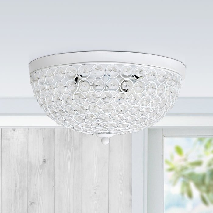 Elegant Designs Elipse Crystal Flush Mount Ceiling Light - White