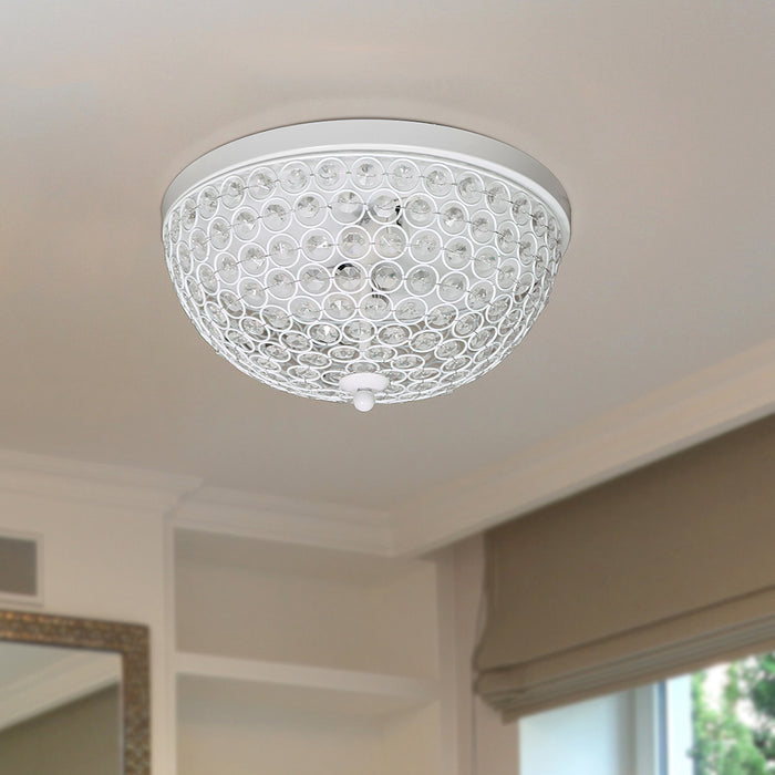 Elegant Designs Elipse Crystal Flush Mount Ceiling Light - White