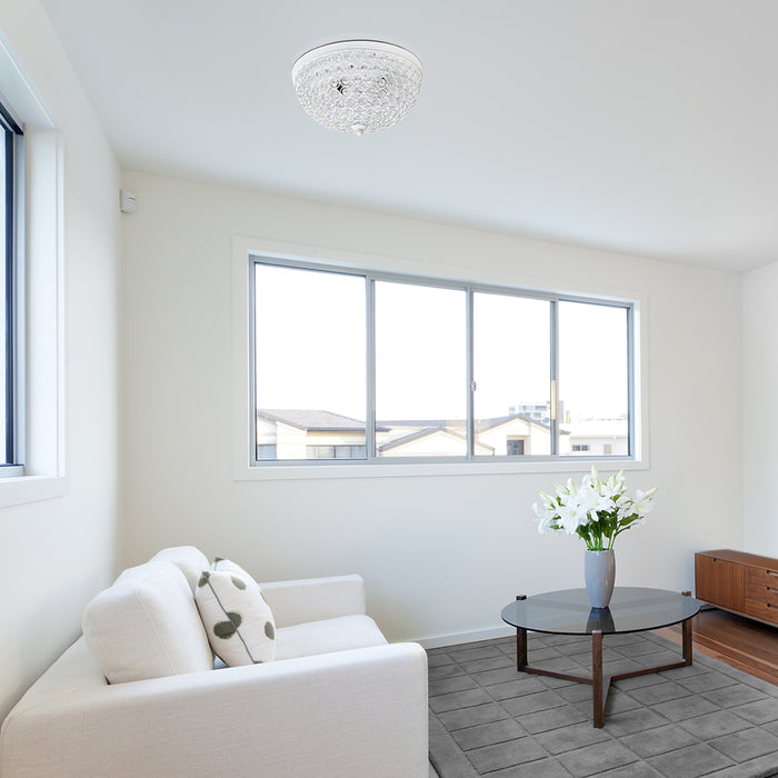Elegant Designs Elipse Crystal Flush Mount Ceiling Light - White