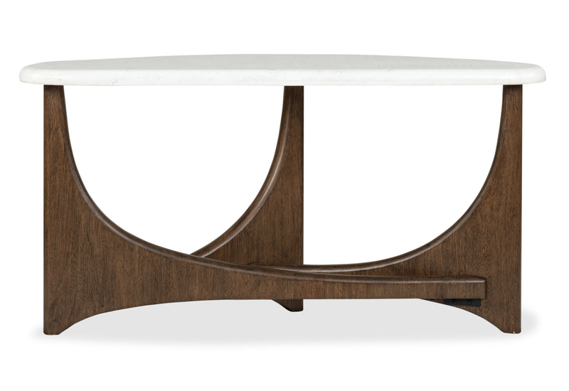 Frampton 54\" Sofa Table with Marble Veneer Top- Coffee 