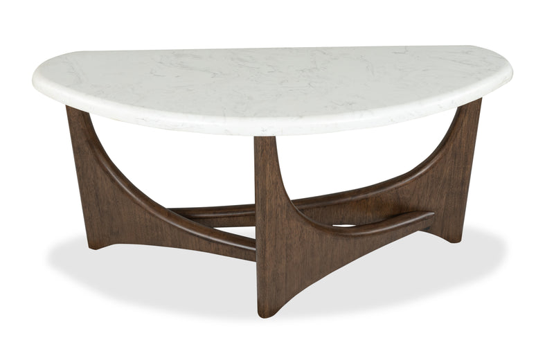 Frampton 54\" Sofa Table with Marble Veneer Top- Coffee 