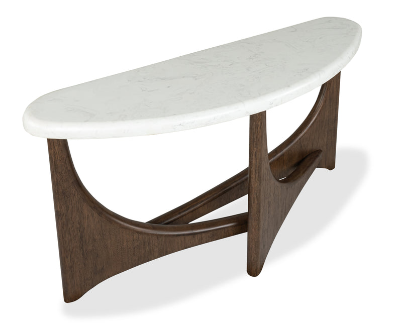 Frampton 54\" Sofa Table with Marble Veneer Top- Coffee 