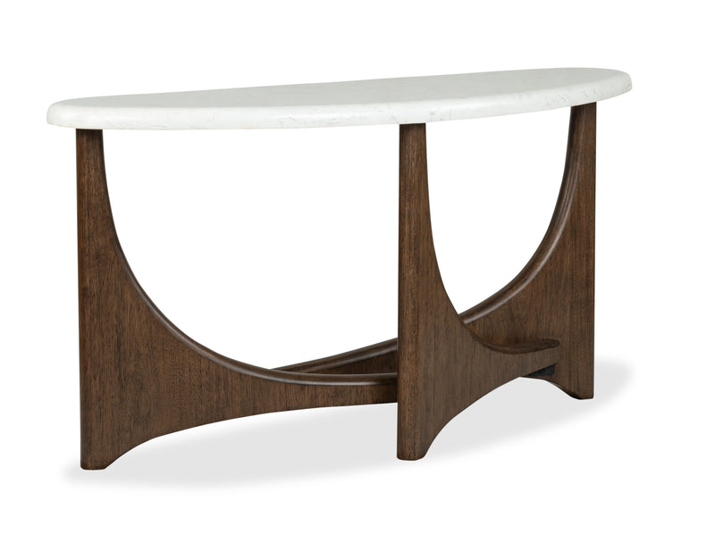 Frampton 54\" Sofa Table with Marble Veneer Top- Coffee 
