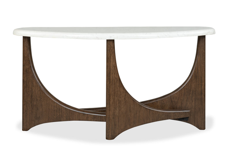 Frampton 54\" Sofa Table with Marble Veneer Top- Coffee 