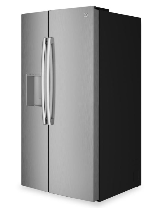 GE 36\" 28 Cu. Ft. Side-by-Side Refrigerator with Ice and Water Dispenser - Stainless Steel - GSS28NYYFS