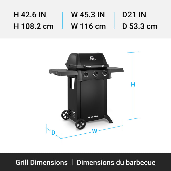 Broil King Gem 310 Shadow 3-Burner 24,000-BTU Propane Gas BBQ - 814954 Grill