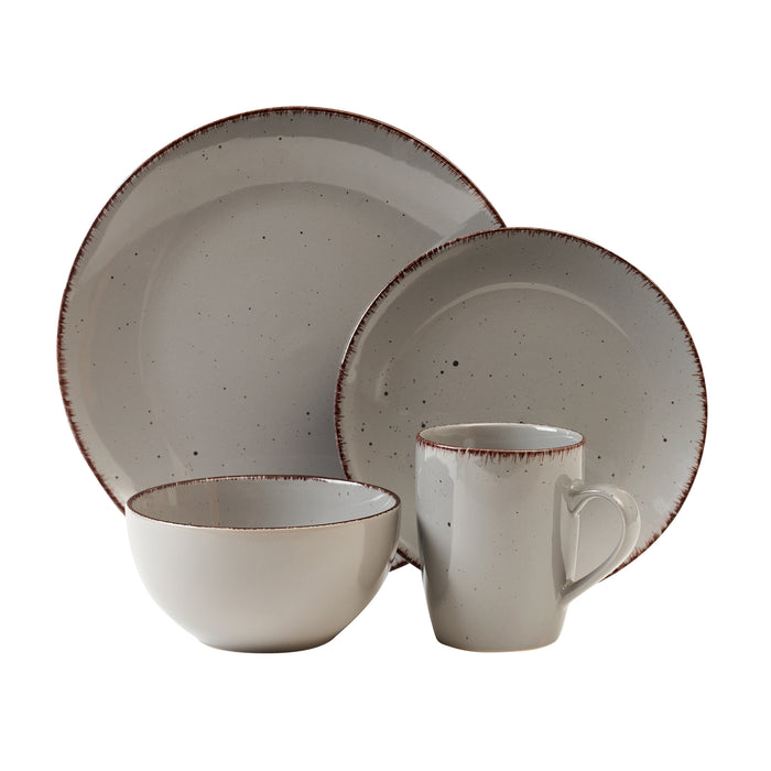 Utopia 16-Piece Stoneware Dinnerware Set with Silver Flatware