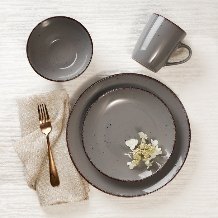 Utopia 16-Piece Stoneware Dinnerware Set with Silver Flatware