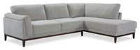 Horizon 2-Piece Right-Facing Fabric Sectional with Wood Base and Legs - Grey 