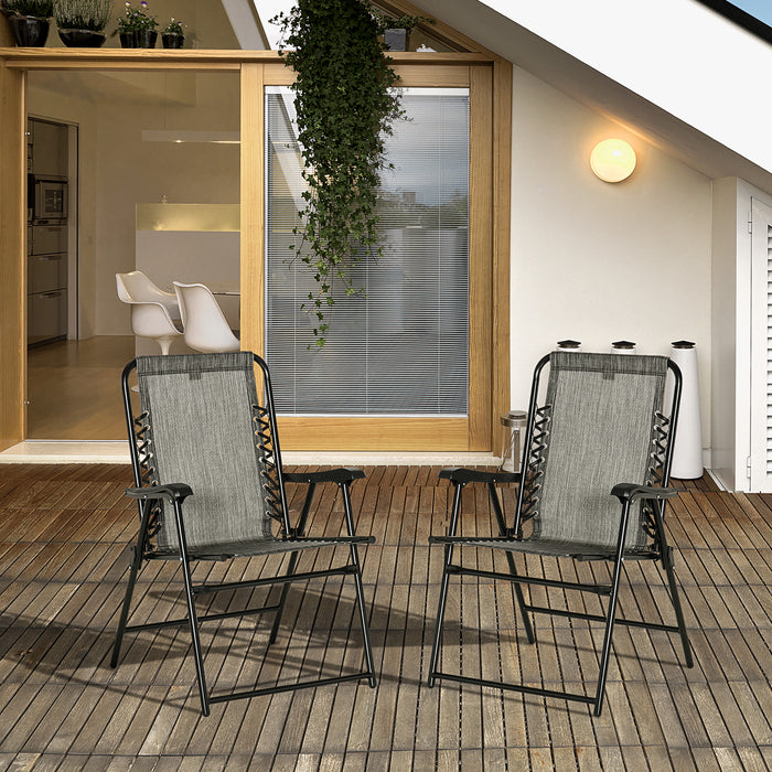 Outsunny Set Of 2 Patio Folding Patio Chairs, Outdoor Camping Chairs, Grey