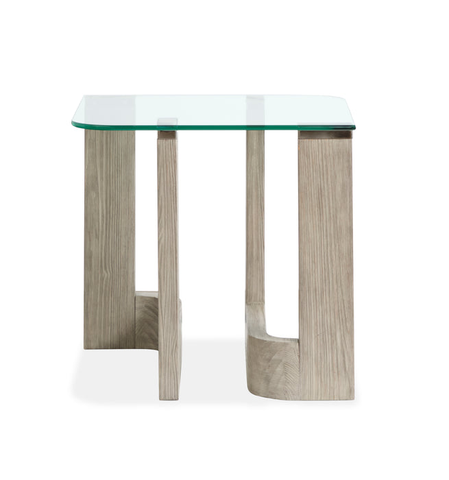 Jerome 22\" End Table with Glass Top - Smokey Pine