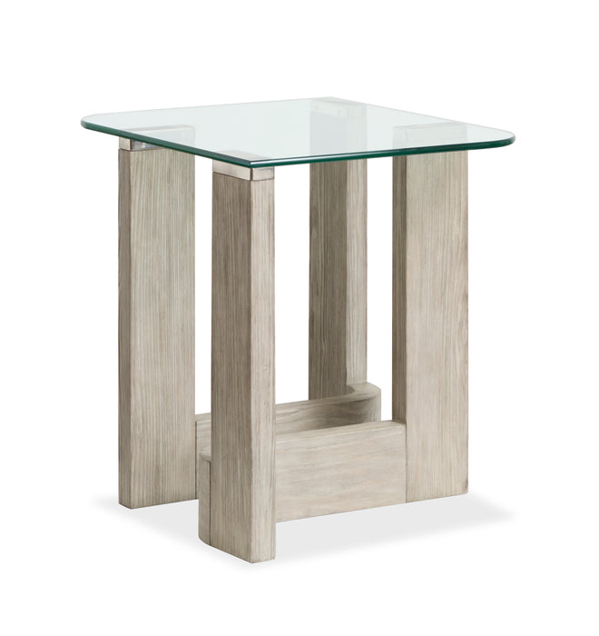 Jerome 22\" End Table with Glass Top - Smokey Pine