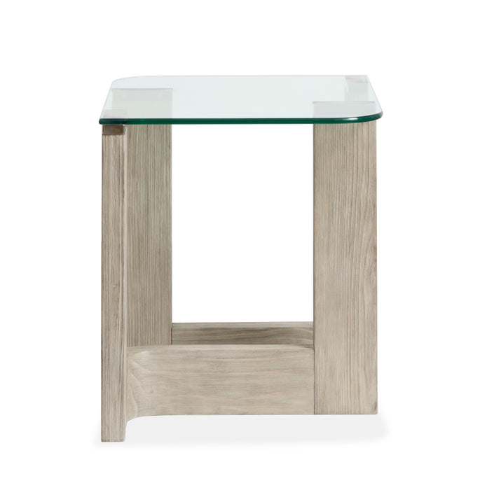 Jerome 22\" End Table with Glass Top - Smokey Pine