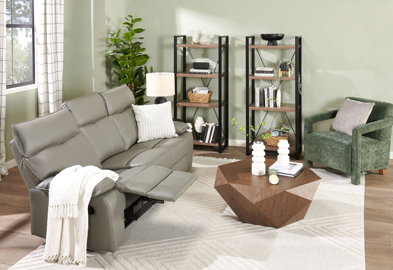 Matteo 88\" Genuine Leather Reclining Sofa - Aviarah Grey