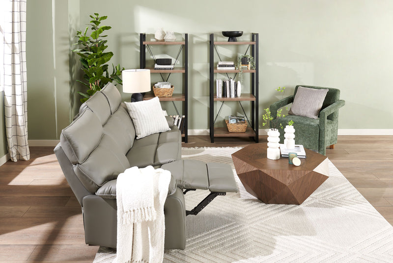 Matteo 88\" Genuine Leather Reclining Sofa - Aviarah Grey
