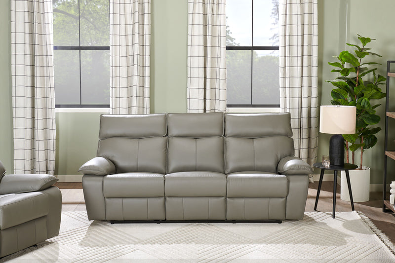 Matteo 88\" Genuine Leather Reclining Sofa - Aviarah Grey