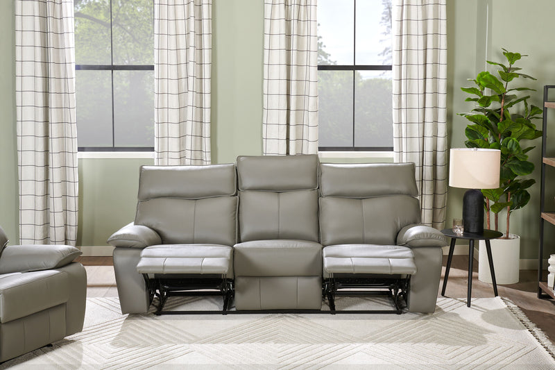 Matteo 88\" Genuine Leather Reclining Sofa - Aviarah Grey