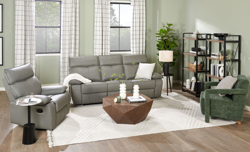 Matteo 88\" Genuine Leather Reclining Sofa - Aviarah Grey