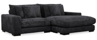 Alto 2-Piece Ultra Plush Faux Fur Fabric Sectional with Dual Cupholders and USB Ports - Ebony