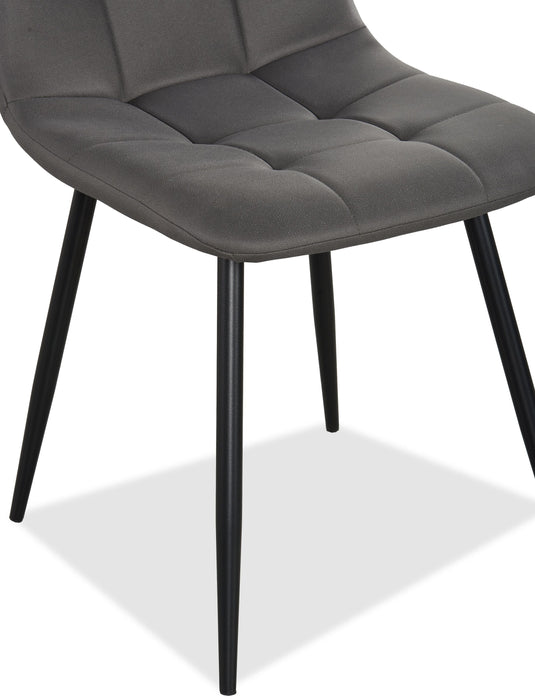 Arlo Dining Chair with Cushion Fabric Tufted Seat & Back, Metal – Charcoal