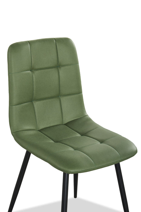 Arlo Dining Chair with Cushion Fabric Tufted Seat & Back, Metal – Green