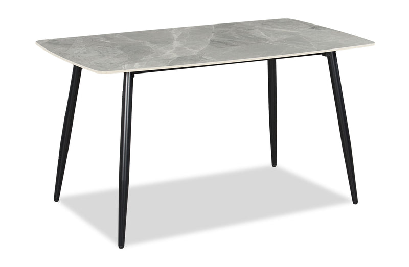 Arlo 7pc Dining Set with Table & 6 Charcoal Chairs, Sintered Stone & Metal, 55\"W - Charcoal & Grey/Black