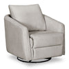 Cindy Crawford Home Aspen 33.5\" Fabric Swivel Power Reclining Chair with Power Footrest - Silver