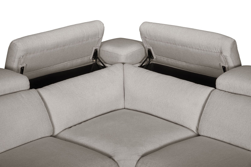 Cindy Crawford Home Aspen 5-Piece Power Reclining Sectional with Adjustable Headrests and USB Port - Silver