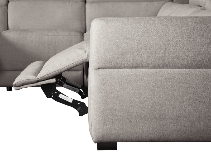 Cindy Crawford Home Aspen 4-Piece Power Reclining Sectional with Armless Chair and USB Port - Silver