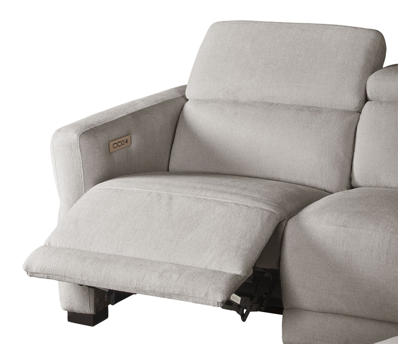 Cindy Crawford Home Aspen 5-Piece Power Reclining Sectional with Adjustable Headrests and USB Port - Silver