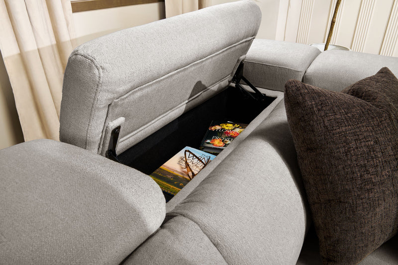 Cindy Crawford Home Aspen 4-Piece Power Reclining Sectional with Armless Chair and USB Port - Silver