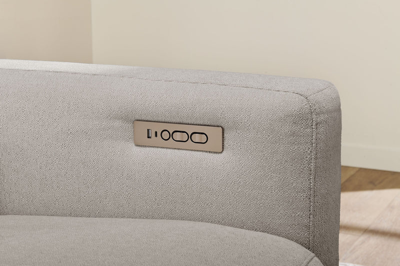 Cindy Crawford Home Aspen 5-Piece Power Reclining Sectional with Adjustable Headrests and USB Port - Silver