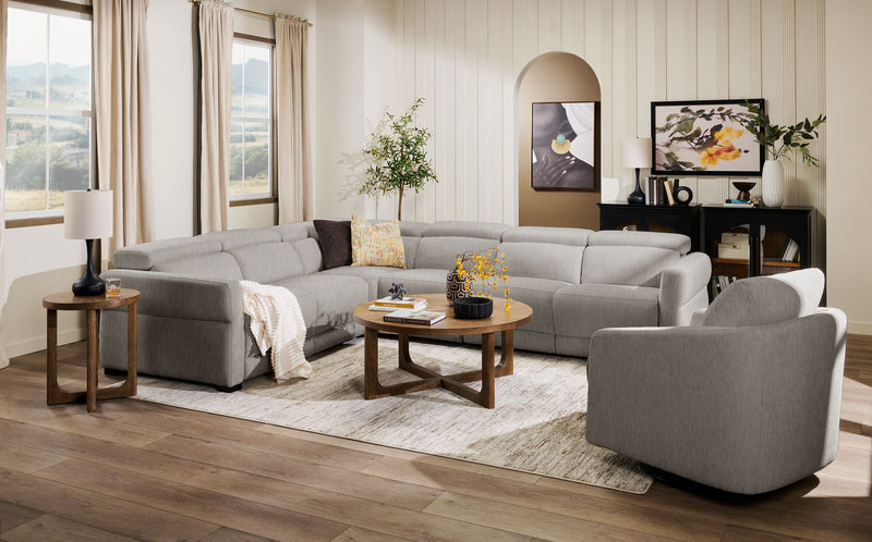 Cindy Crawford Home Aspen 4-Piece Power Reclining Sectional with Armless Chair and USB Port - Silver