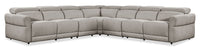 Cindy Crawford Home Aspen 5-Piece Power Reclining Sectional with Adjustable Headrests and USB Port - Silver