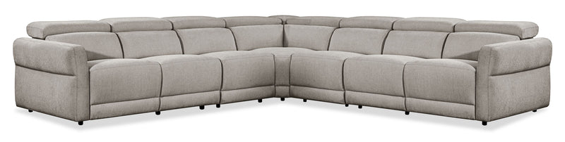 Cindy Crawford Home Aspen 5-Piece Power Reclining Sectional with Adjustable Headrests and USB Port - Silver