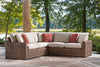 Banff Outdoor Patio RAF/LAF Loveseats, Set of 2 - Resin Wicker & Nuvella Fabric - Brown/Beige | Causeuses de droite et de gauche Banff pour la terrasse à l’extérieur, ensemble de 2 - osier en résine et tissu Nuvella - brunes et beige