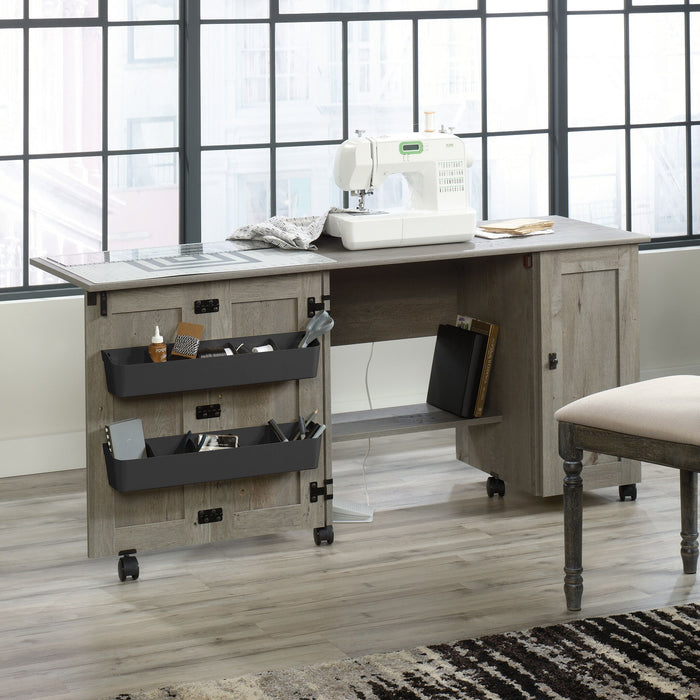 Brett 40.08” 3 Shelf Sewing and Craft Cart with Casters – Mystic Oak
