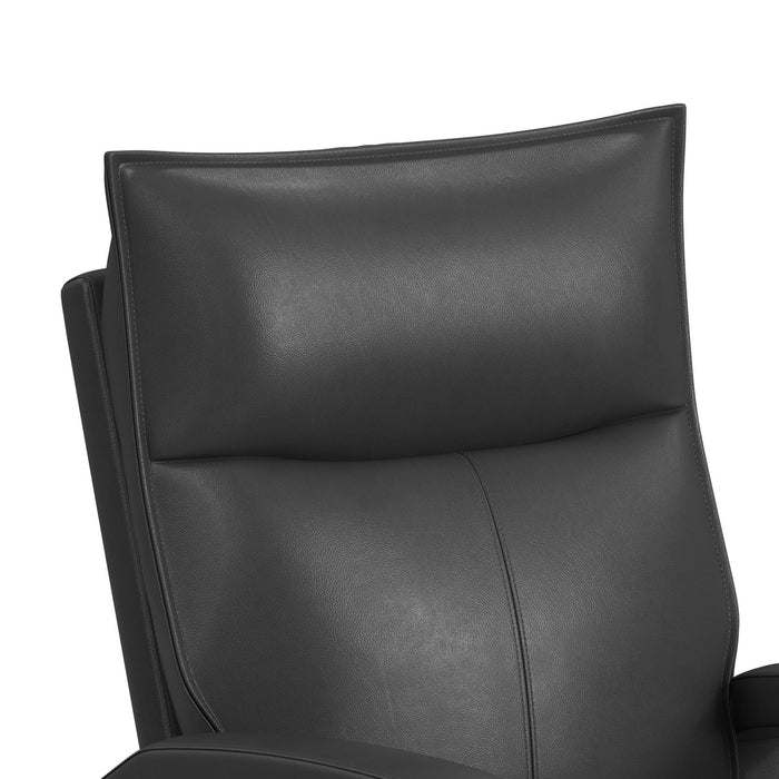 Carlos 31\" Top-Grain Genuine Leather Power Reclining Chair with Glider and Swivel –  Grey