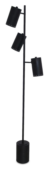 Sable 14\" Modern Floor Lamp with Three Swivel Metal Shades – Black