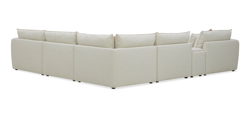 Palisade 6-Piece Fabric Sectional with Flip Top Storage Console and Accent Pillows - Sand