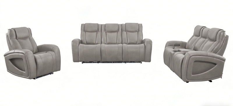Shaquille O’Neal Home Titan 92\" Genuine Leather Power Reclining Sofa with Shaq-o-pedic Comfort – Slate 