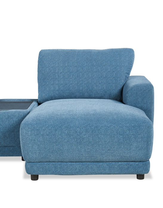 Voyage Modular 6-Piece Left-Facing Fabric Sectional with Console and Ottoman – Blue