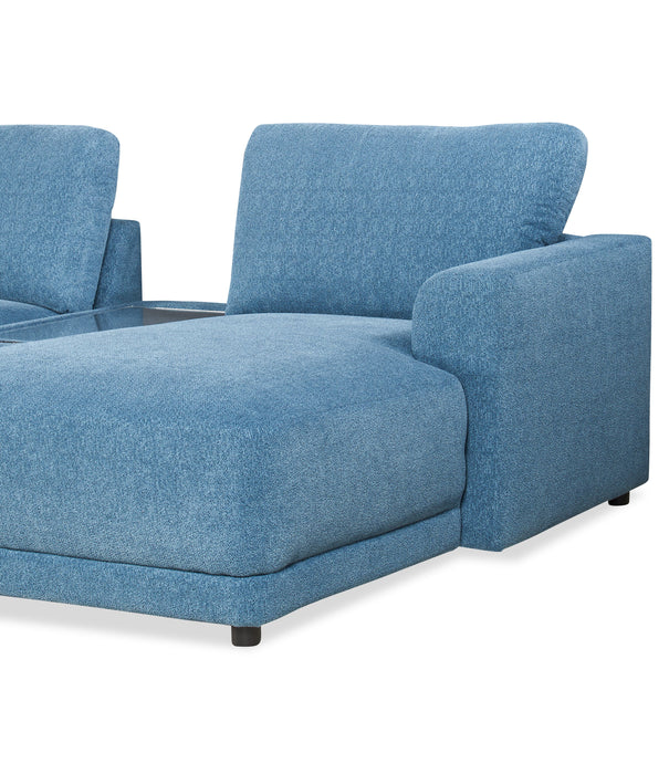 Voyage Modular 6-Piece Left-Facing Fabric Sectional with Console and Ottoman – Blue