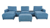 Voyage Modular 6-Piece Left-Facing Fabric Sectional with Console and Ottoman – Blue