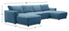 Voyage Modular 4-Piece U-Shaped Fabric Sectional with Removable Back Cushions – Blue | Sofa sectionnel modulaire en forme de U Voyage 4 pièces en tissu avec coussins de dossier amovibles - bleu